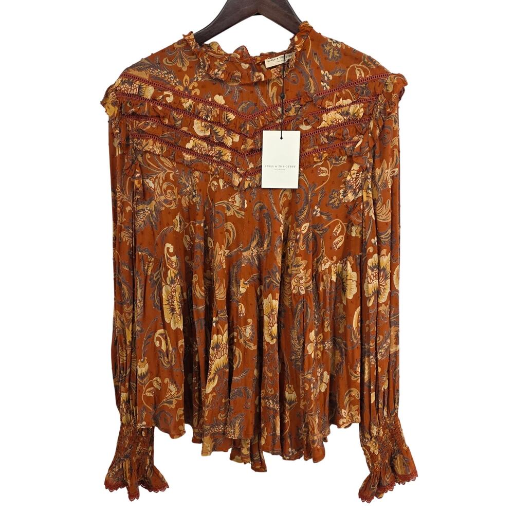 NWT Spell & The Gypsy Aurora Blouse Burnt Ember Size XXL